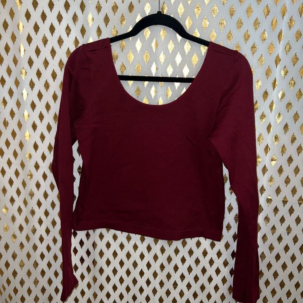 Wild fable seamless long sleeve crop top red size XXL